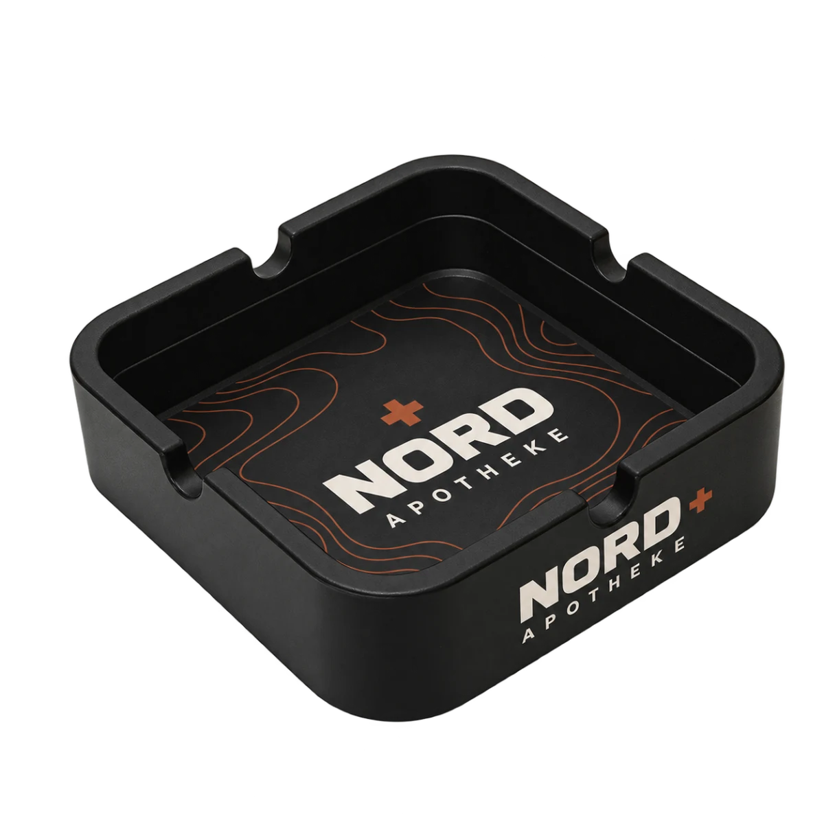 Silikon-Aschenbecher · Schwarz – NORD Designstudie, Beispielbranding NORD Apotheke